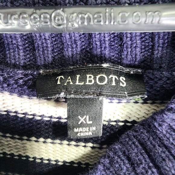 Womens Talbots Navy & White Striped Cardigan Sweater Button Down Long Sleeve XL - Picture 5 of 10